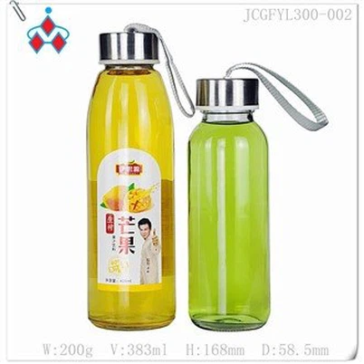 Stikla augļu sulas pudele